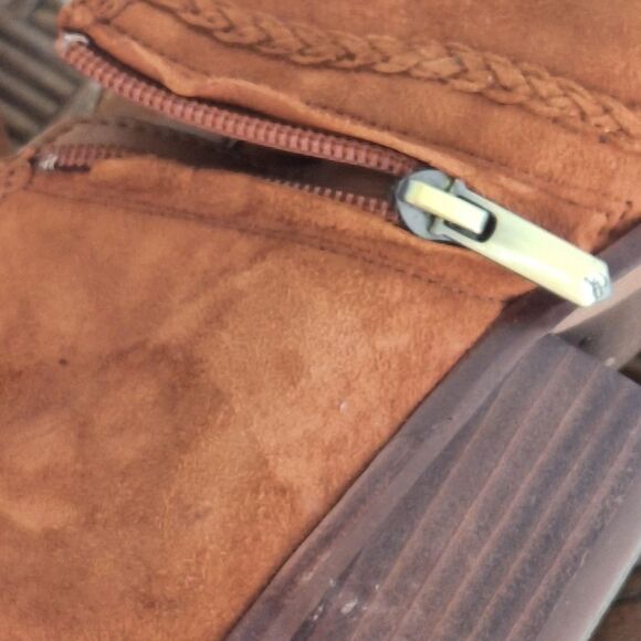 Sam Edelman Paige Suede Booties Fringe Ankle Boots Cinnamon sz 9 Festival Boots - Picture 9 of 16